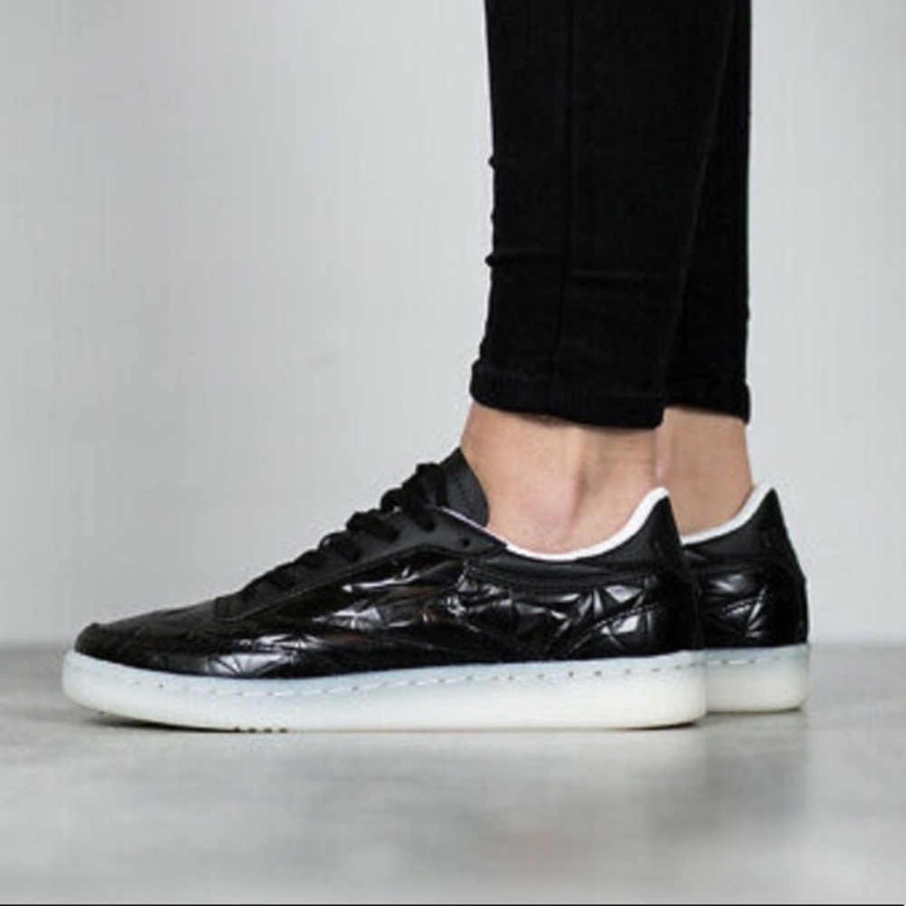 💕 NWT Reebok Club C 85 Hype Metallic Black Streetwear Black Women’s Sneakers